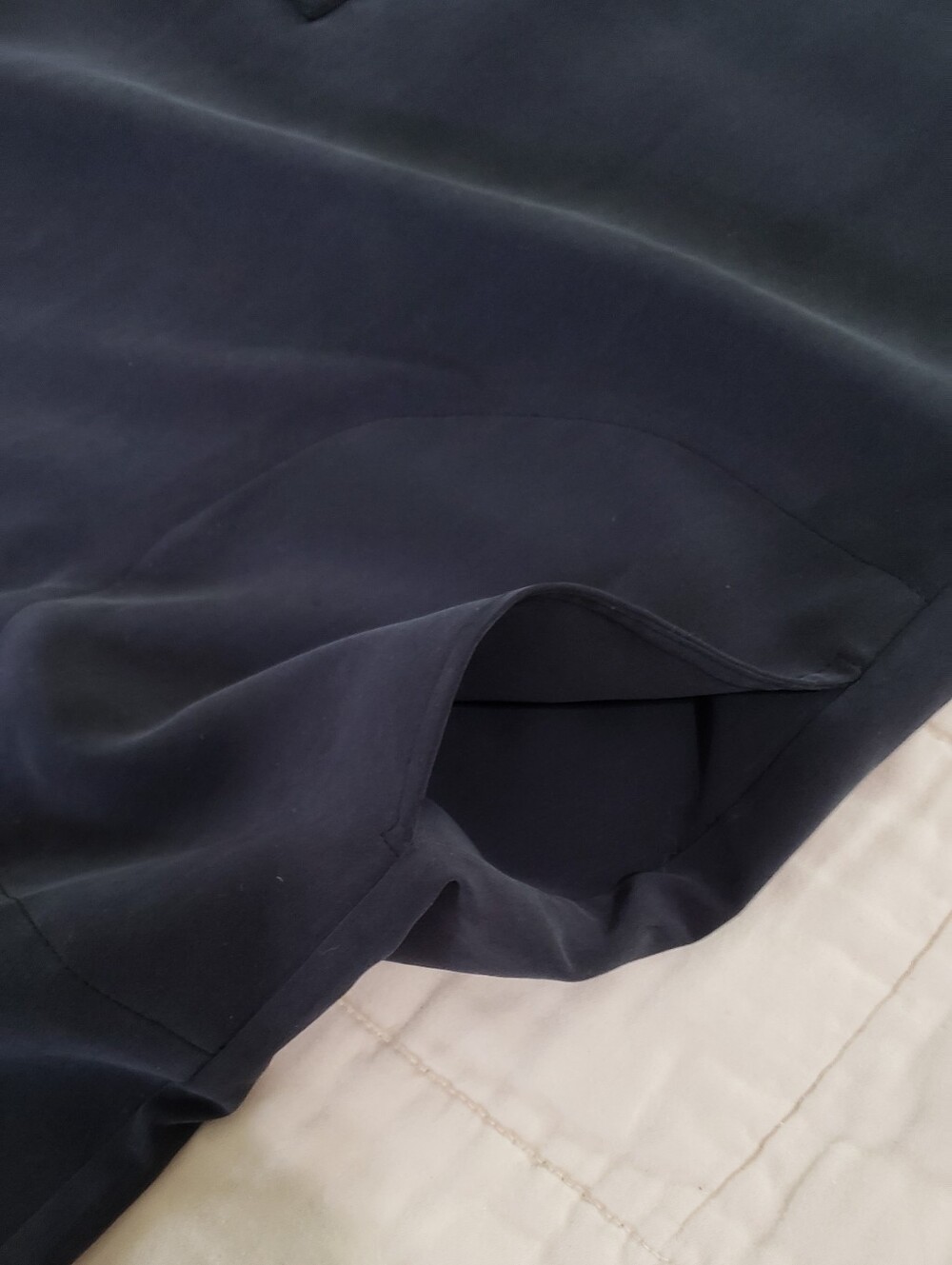 GoSilk Silk Dress Shift Dress With Waist Tie Dark Matte Navy Petite Medium - Picture 6 of 13